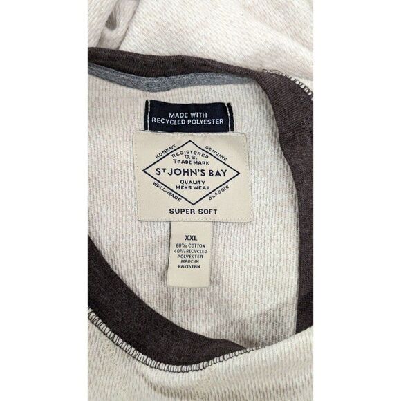 St. John's Bay Mens Size XXL Oatmeal Brown Long Sleeve Crew Neck T-Shirt - Picture 7 of 9